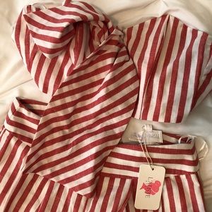 PRICE DROP! Red and white striped two piece set